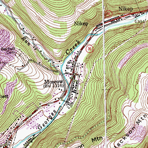 Topographic Map of Moscow, MD