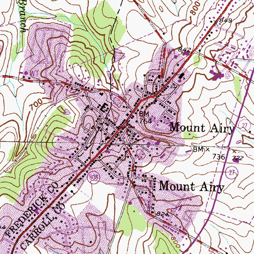 Topographic Map of Mount Airy, MD