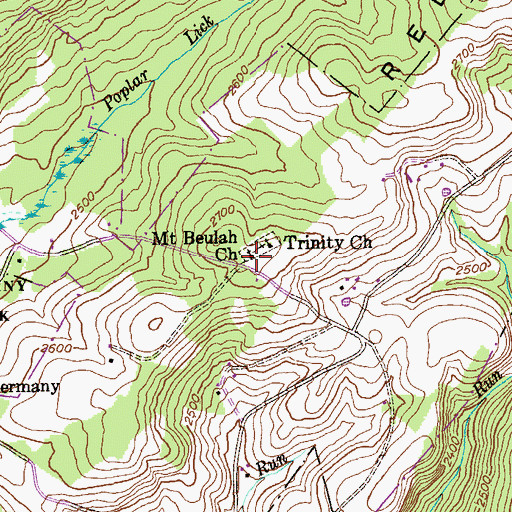 Topographic Map of Mount Beulah Church, MD