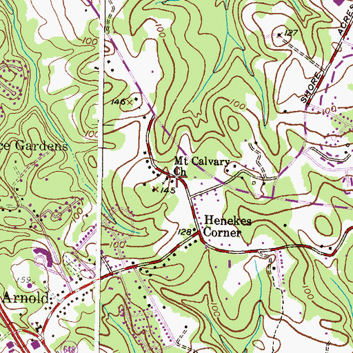 Topographic Map of Mount Calvary United Methodist Church, MD