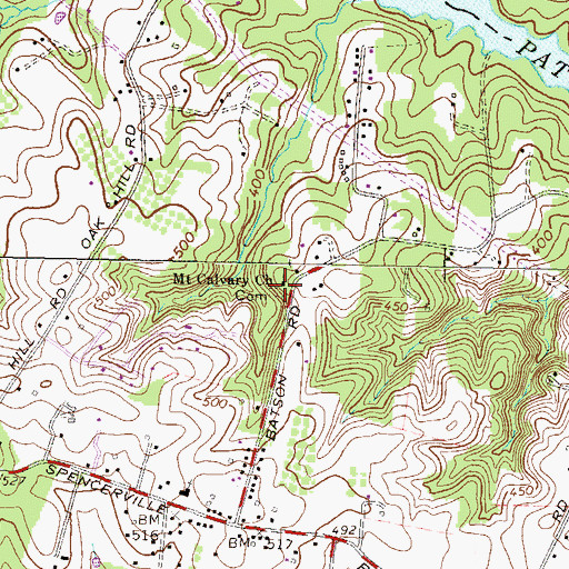 Topographic Map of Mount Calvary Church, MD