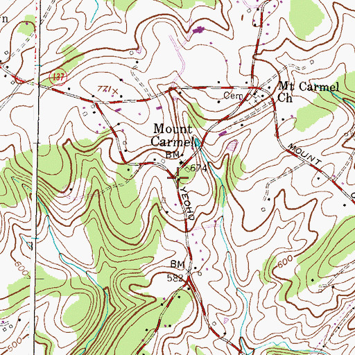 Topographic Map of Mount Carmel, MD