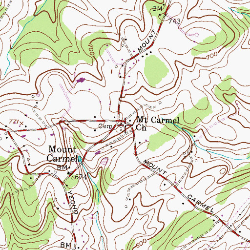 Topographic Map of Mount Carmel Church, MD