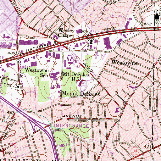 Topographic Map of Mount DeSales High School, MD