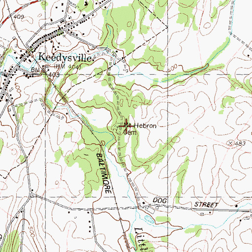 Topographic Map of Mount Hebron Cemetery, MD
