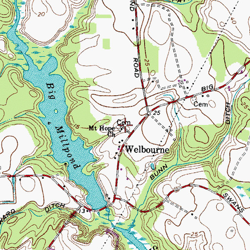 Topographic Map of Mount Hope Church, MD