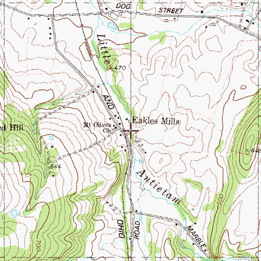 Topographic Map of Mount Olives Church, MD
