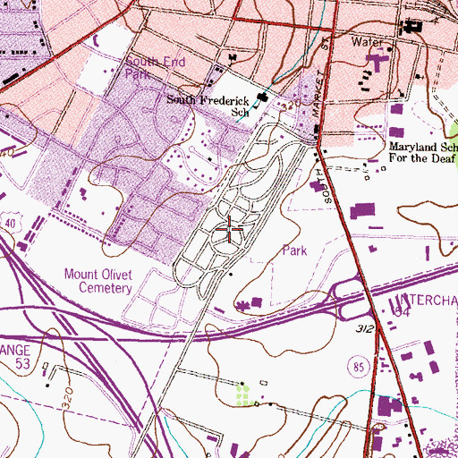 Topographic Map of Mount Olivet Cemetery, MD