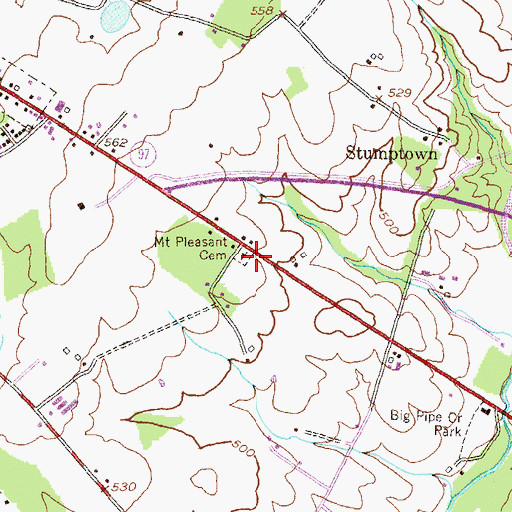 Topographic Map of Mount Pleasant Cemetery, MD