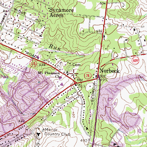 Topographic Map of Mount Pleasant Church, MD