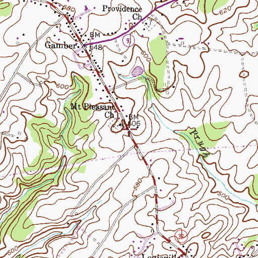 Topographic Map of Mount Pleasant Church, MD
