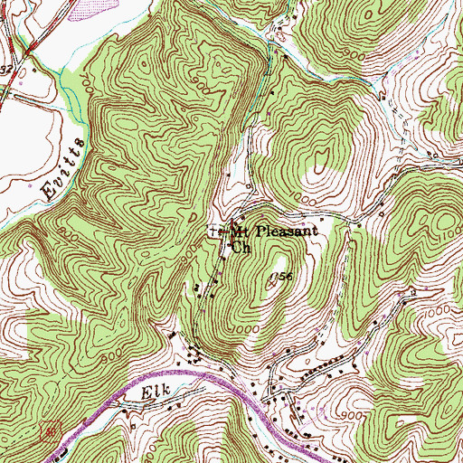 Topographic Map of Mount Pleasant United Methodist Church, MD