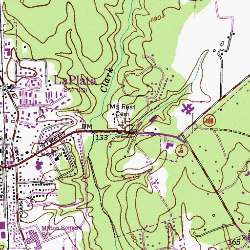 Topographic Map of Mount Rest Cemetery, MD