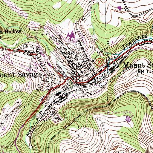 Topographic Map of Mount Savage, MD