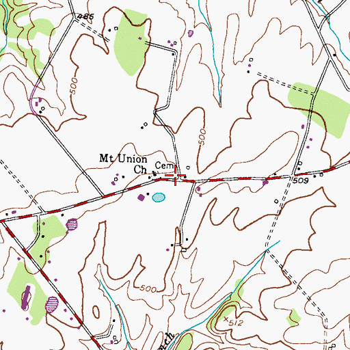 Topographic Map of Mount Union Church, MD
