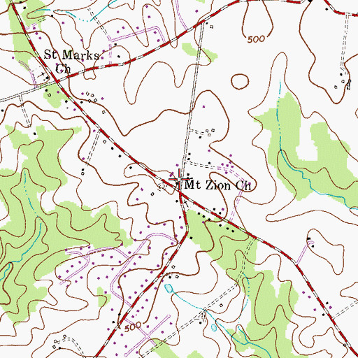 Topographic Map of Mount Zion United Methodist Church, MD
