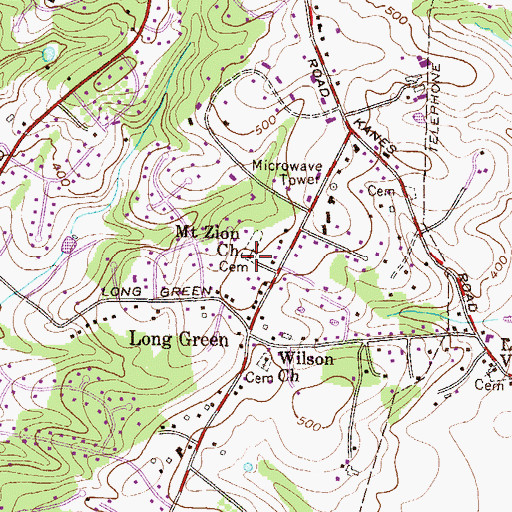 Topographic Map of Mount Zion Church, MD