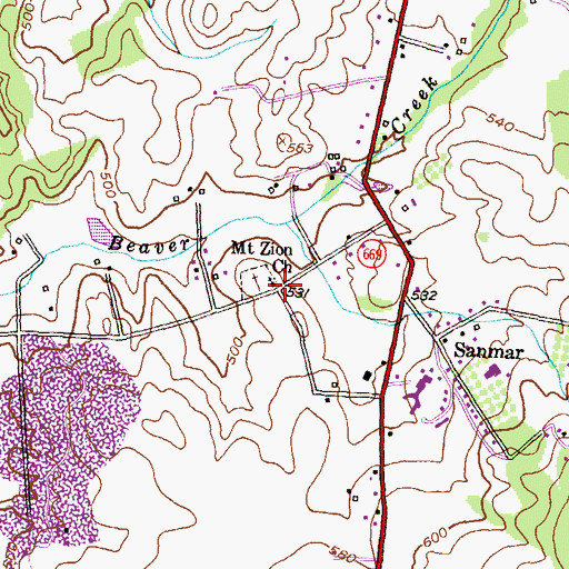 Topographic Map of Mount Zion Mennonite Church, MD