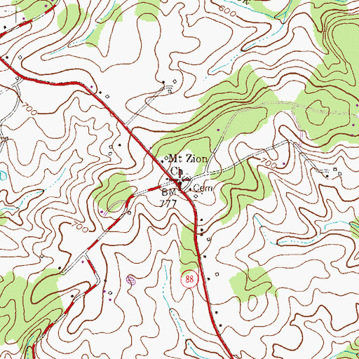 Topographic Map of Mount Zion Church, MD
