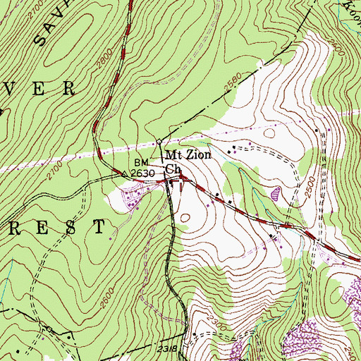 Topographic Map of Mount Zion Church, MD