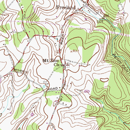 Topographic Map of Mount Zion United Methodist Church, MD