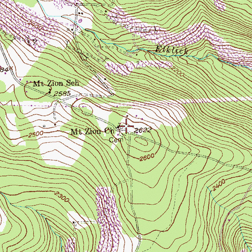Topographic Map of Mount Zion Church, MD
