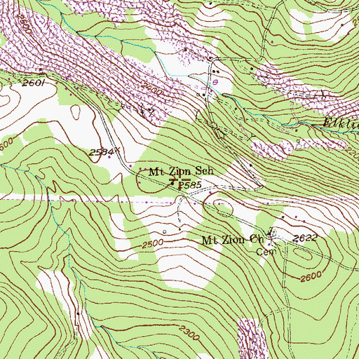 Topographic Map of Mount Zion School, MD