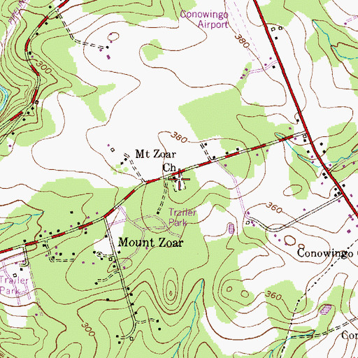 Topographic Map of Mount Zoar Church, MD