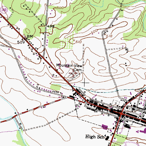 Topographic Map of Mountain View Cemetery, MD