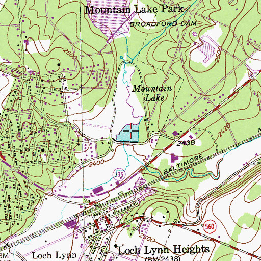 Topographic Map of Mountain Lake, MD