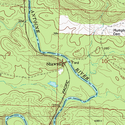 Topographic Map of Shawmut, AR
