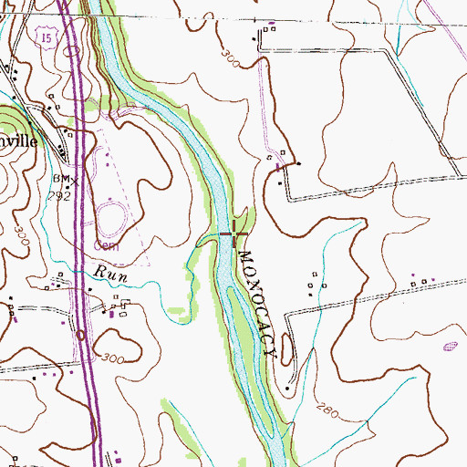 Topographic Map of Muddy Run, MD