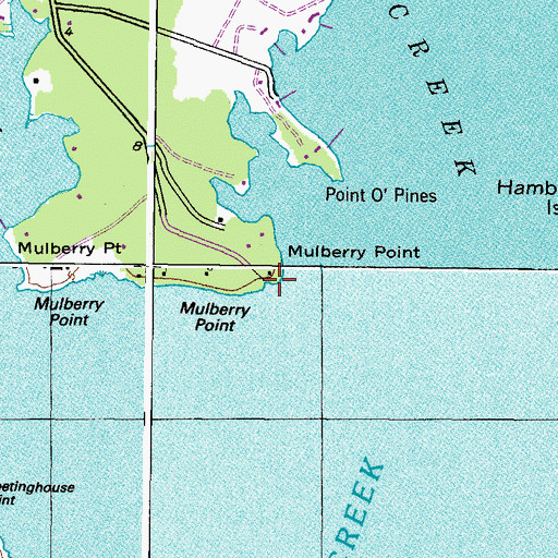 Topographic Map of Mulberry Point, MD