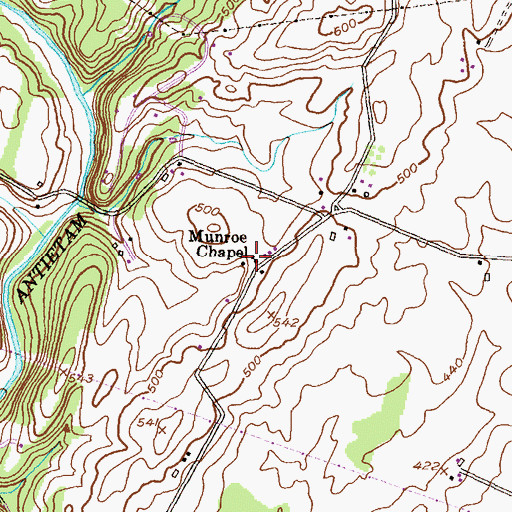 Topographic Map of Munroe Chapel, MD