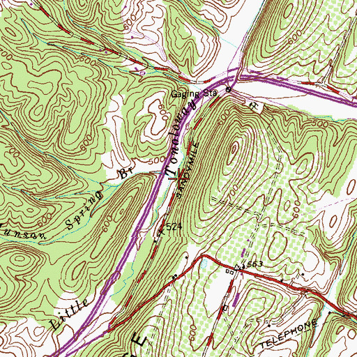 Topographic Map of Munson Spring Branch, MD