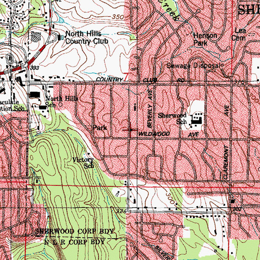 Topographic Map of Sherwood, AR