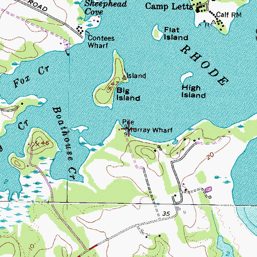 Topographic Map of Murray Wharf, MD