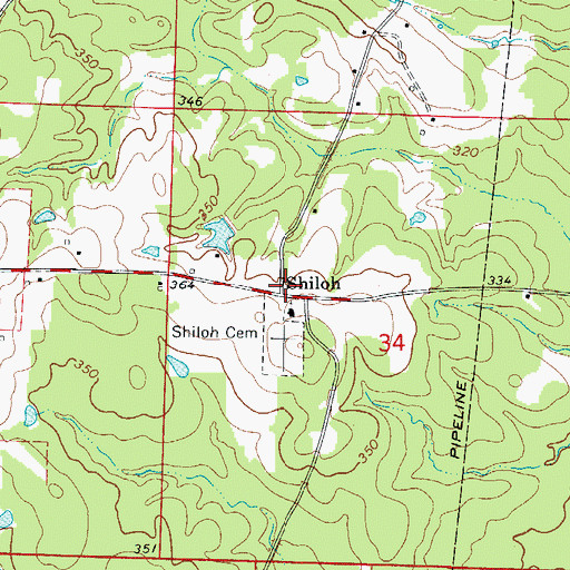 Topographic Map of Shiloh, AR