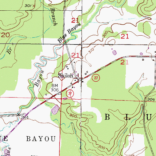 Topographic Map of Shiloh, AR