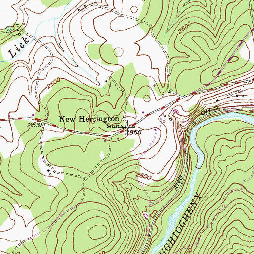 Topographic Map of New Herrington School, MD