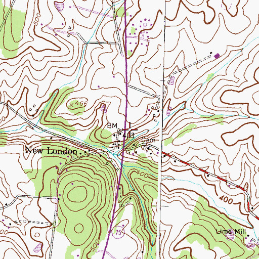 Topographic Map of New London, MD