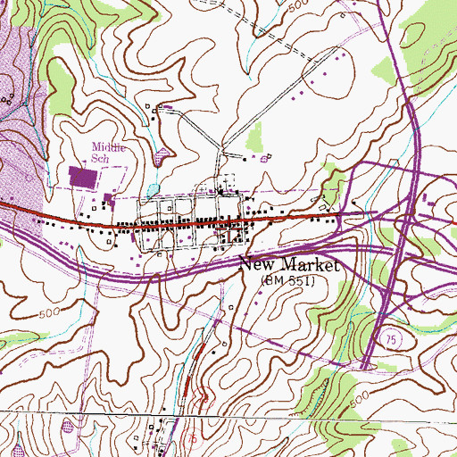 Topographic Map of New Market, MD