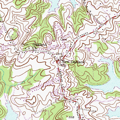 Topographic Map of New Oakland Church, MD