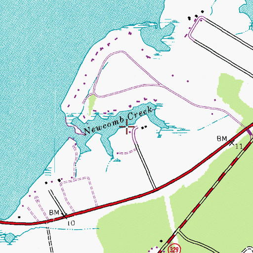 Topographic Map of Newcomb Creek, MD
