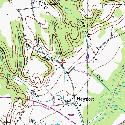 Topographic Map of Newport Branch, MD