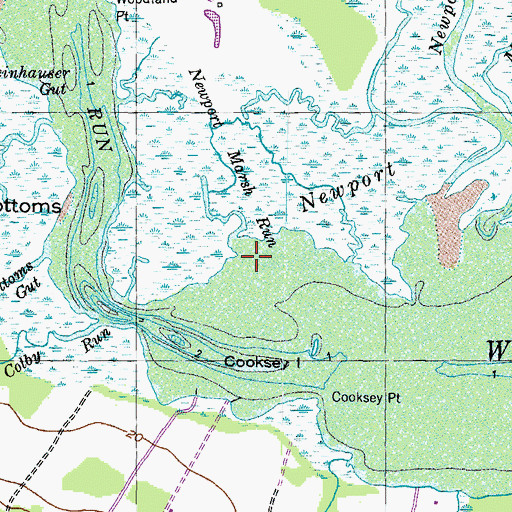 Topographic Map of Newport Marsh Run, MD