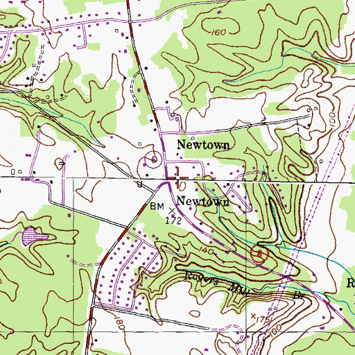 Topographic Map of Newtown, MD