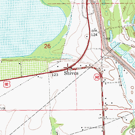 Topographic Map of Shives, AR