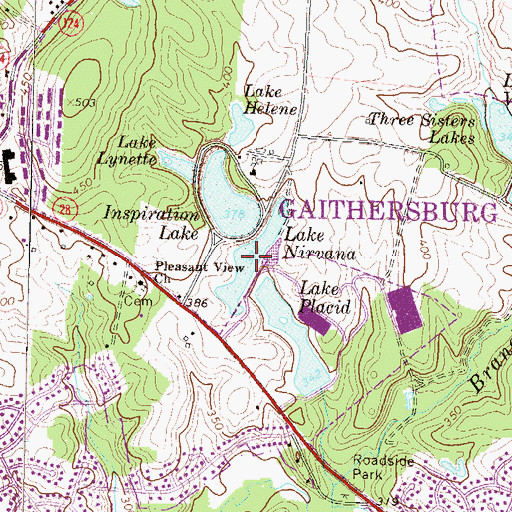 Topographic Map of Lake Nirvana, MD