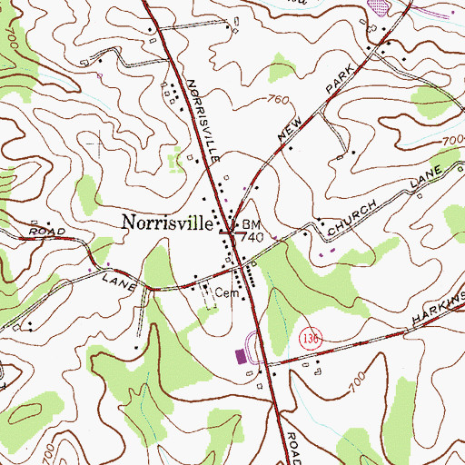 Topographic Map of Norrisville, MD